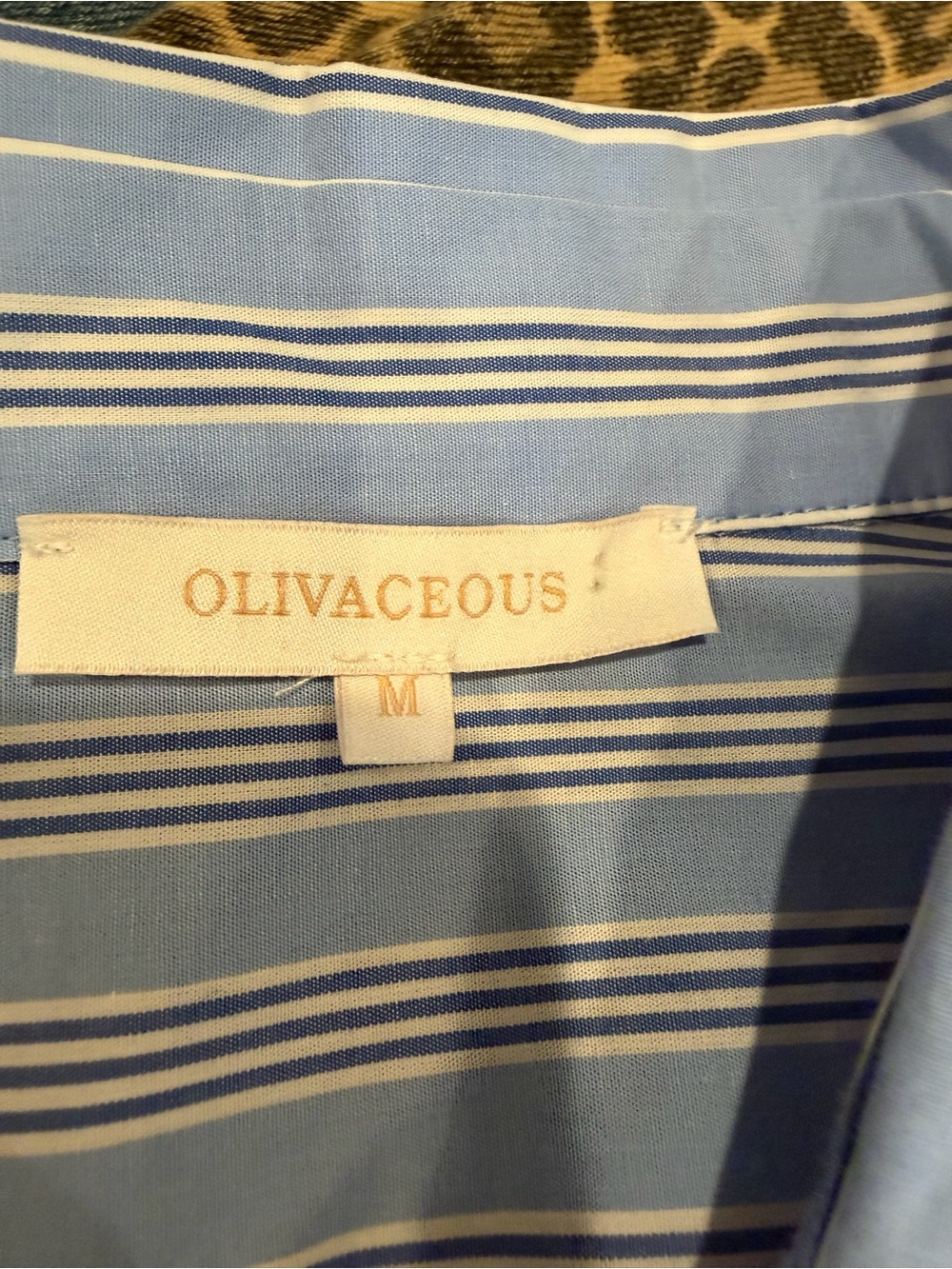 OLIVACEOUS Relaxed Blue Stripe Button-Down Shirt - Picture 6 of 7